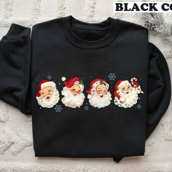 Retro Santa Claus Christmas Holiday Vintage Red Christmas Graphic Sweatshirt - Picture 1 of 5